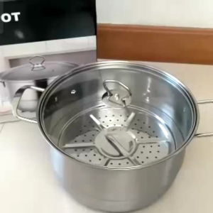 NAGAKO - Panci Steamer Stainless 28cm + Tutup Kaca 28 Cm Free Kukusan
