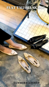 Simoncelli Sepatu Flat Tali Belakang Wanita Mutiara Import Polos Hitam Black Khaki Apricot Acara Pesta Kondangan Elegant Sandal Flat Bertali Kerja Kantor Flat Simpel Import Terbaru Korean Style 816A28