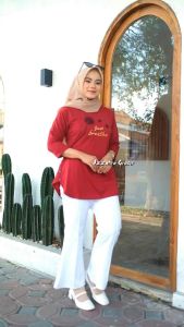 Eurigo - Dandelion Atasan Blouse Wanita Bordir Babyterry Spandex / R.16 - 317-6380
