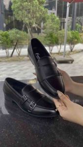 Giày nam DAVINCIA kiểu dáng MonkStrap 4 khóa  giầy da chú rể trẻ trung đế cao su có khâu đế chống trơn trượt G66