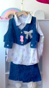 ((NEW ARRIVAL)) SETELAN BAJU 3IN1 ANAK TIFANY SET VEST DAN KEMEJA LUCU .