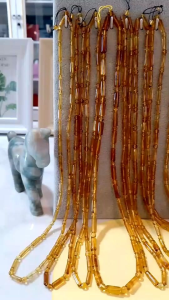 ก-1 สร้อยคอ อำพันพม่าแท้ ความยาว 30 เซนติเมตร หนัก 6.8g