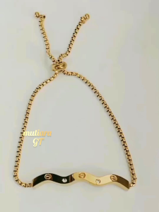 Gelang model serut titanium anti karat untuk wanita