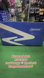 Newstar Kasut sekolah hitam bertali size 30-45 free stokin