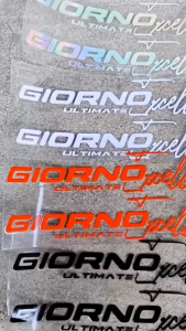 สติกเกอร์ Giorno 125 งานตัด สติกเกอร์3mอย่างดี สีสวย สะท้อนแสง 1ชุดมี 2ตัวอักษร ขนาดพอดี ชุดละ89บาท