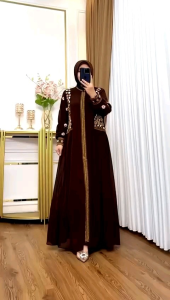 Gamis Abaya Syifa Set Hijab Bordir Cerutybabydoll Gamis Lebaran Terbaru