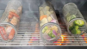 OHHDEER Barbecue Cages BBQ Rolling Grilling Basket Grate Stainless Steel BBQ Grill Basket Perfect for Camping Picnic