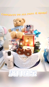 Newborn Baby Gift Baby Presents Baby Boy Baby Girl Newborn Cuddle Toys Hamper Diaper Cake 2-tier Hadiah Bayi Lelaki Comel 宝宝礼物礼篮满月