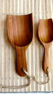 ที่ตักชา ที่ตักน้ำแข็ง (พร้อมส่ง) ทำจากไม้สักทอง ผลิตในไทย เลเซอร์โลโก้ได้ค่ะ