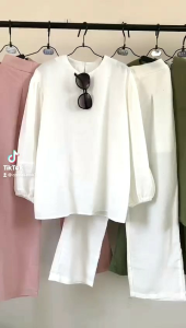 Setelan Baju dan Celana Kulot Wanita Muslim/Setelan Wanita Kekinian 2022 ootd Wanita terbaru /Ready Stok Setelan Celana Kulot Wanita