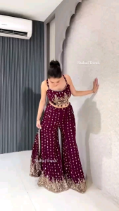 (PREORDER) LADIES AND WOMENS PLAZZO SET WEAR WITH GRAND LOOK AND ELEGANT WEAR FOR ALL OCCASIONS