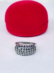 แหวนเงินแท้925พลอยม่วงอเมทิกส์ลายไข่ปลาสวยทนทาน