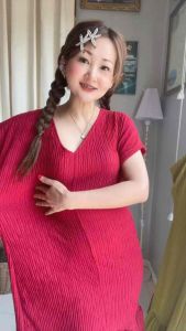 เดรสเกาหลีคอวีระบายชายฟรีไซสอก42-42 ยาว38