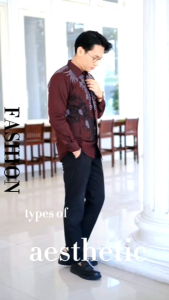 BRAHMANA burgundy kemeja batik pria lengan panjang/ kemeja burgundy pria berlapis furing formal kasual kerja kondangan