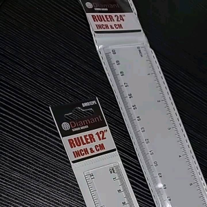 DIAMANT Clear Plastic Ruler: 12 inch & 24 inch Construction Tool