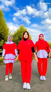 baju olah raga sport wanita edisi merah putih spesial. kemerdekaan