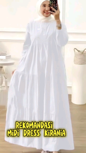 Midi dress kirania rayon polos kekinian baju lebaran terbaru 2024 gamis polos wanita syar'i
