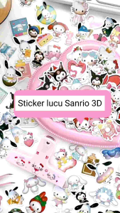 100pcs Sticker 3D Sanrio Kuromi Lucu Stiker Dekor Botol HP Tahan Air
