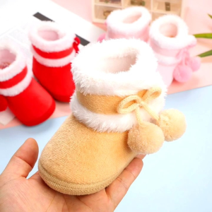 Sepatu Bayi Perempuan BULU POM-POM Anti Slip & Nyaman Dipakai