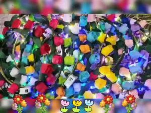 (14 KUNTUM) BANDO BUNGA MAHKOTA KELILING LED - NON LED | BANDO MAHKOTA BUNGA MAWAR | BANDO BANDANA PESTA | BANDO NATAL | FLOWER CROWN HEADBAND | FCG-784845