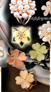 Alloy Cincin Tudung Scarf Ring Shawl Ring Tudung Pin Tudung Kerongsang Tudung Brooch Beautiful Pearl Flower