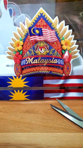 United Nations / ASEAN  Laminated Headdress Malaysia Vibrant Print in Thick Photopaper Handcrafted and Waterproof