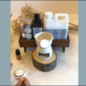 Aroma&More  เตาอโรมาเซทหรือเตาฟองดูว์พร้อมช้อนเซรามิก ถ้วยแยกชิ้นจากฐาน (Fondue) + (พร้อมเทียนจากธรรมชาติ ชนิด 4 ชม.x4 ก้อน) สีครีมเงา