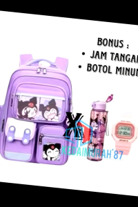 Tas Ransel Anak TK SD Kuromii Free Bonus Botol Minum+Jam Tangan Tas Sekolah Anak Perempuan Kapasitas Besar Tas Ransel Kuromii Tas Anak