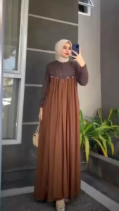 Ajeng Gamis Pesta Mewah Bahan Ceruty Babydoll Premium Lembut Full Puring