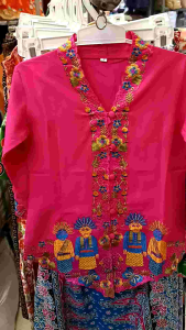 Setelan Kebaya Encim Anak Betawi Motif Ondel-Ondel//Baju Adat Betawi Wanita Anak Sd Terlaris