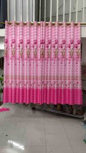 Rèm phi bóng hoa 1 mặt màu hồng hoạ tiết hoa tuylip rèm cửa sổ rèm cửa chính rèm ngăn phòng cản sáng decor phòng