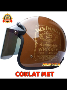 Helm Retro Bogo JM Jack Daniels Hitam Doff Terbaru