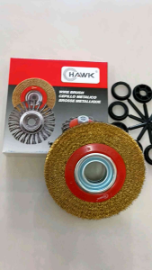 แปรงลวดทองเหลืองกลมหนา ยี่ห้อ HAWK ขนาด 6นิ้ว