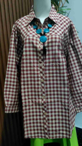 BLUS JUMBO MOTIF KOTAK & KEMEJA WANITA KATUN LD120