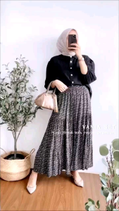NEW VANIA SET ROK Setelan blouse rok wanita kekinian matt polo linen mix rayon premium