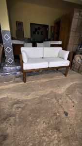 3pcs Kursi Sofa Tamu Style Retro Minimalis Kayu Jati Tua
