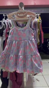 3pcs character toddler dress spaghetti layered dress pambahay 1-3years old
