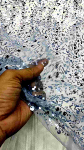 Bahan kain tile mutiara payet sequin korea (Harga 0.5 Meter)