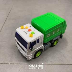 รถขยะเปิดท้าย รถขยะของเล่น มีลาน มีเสียง มีไฟ ขนาด 1:20 ล้อระบบ Friction รถของเล่น เล่นง่าย W-520A