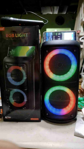 BLUETOOTH SPEAKER PORTABLE KARAOKE 4inch*2 FREE MICROPHONE