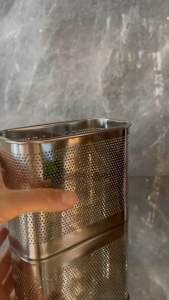 อุปกรณ์จัดเก็บที่ใส่ช้อนส้อม 2ช่องเหลี่ยมเจาะรูระบายน้ำ/แขวนได้/ตั้งได้