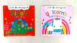 Tear-Proof Books! LITTLE DINOS NOISY DAY with fun sound words to act out together