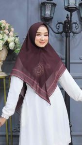 Khimar Printing Ceruty Babydoll 2 Layer pola Oval Mini YUNDA Y04 muslim instant syari