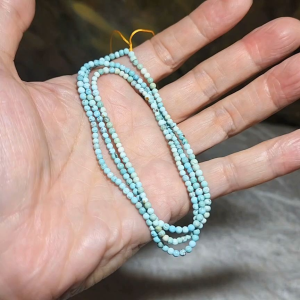 2.7mm Natural untreated Hubei Turquoise light blue green necklace/necklace cord