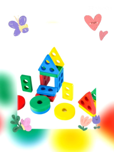 ของเล่นไม้เสริมพัฒนาการ บล็อกไม้เรขาคณิต ฝึกสมาธิ ของเล่นเด็กเล็ก Montessori