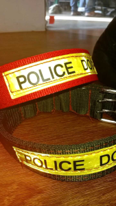 12pcs Pet dog adjustable collar Police dog canvas dog belt
