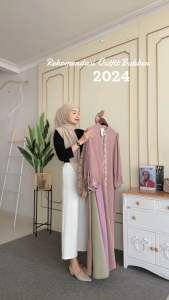 Womscloth - Midi Dress Crinkle Bordir - Dress Lebaran Busui Kancing Lengan Panjang - Gamis Wanita Muslim Terbaru