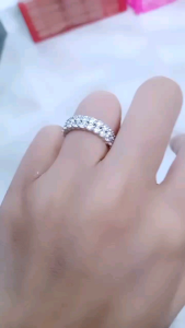 cincin listring mp sedang 2 brs/perak asli silver 925 lapis emas/perhiasan fashion wanita terbaru