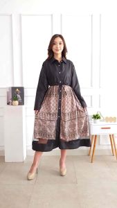 Fashion Korean Style Midi Dress Hijab friendly Busui Friendly