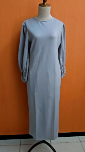 NEW maxi long dress wanita abu muda pastel VANESHA MARGARETTA cewek M L lengan panjang MEWAH
